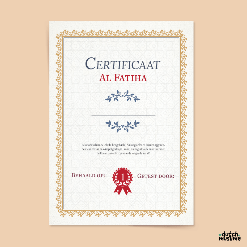 Al Fatiha Certificaat - A4 Formaat (digitaal product)
